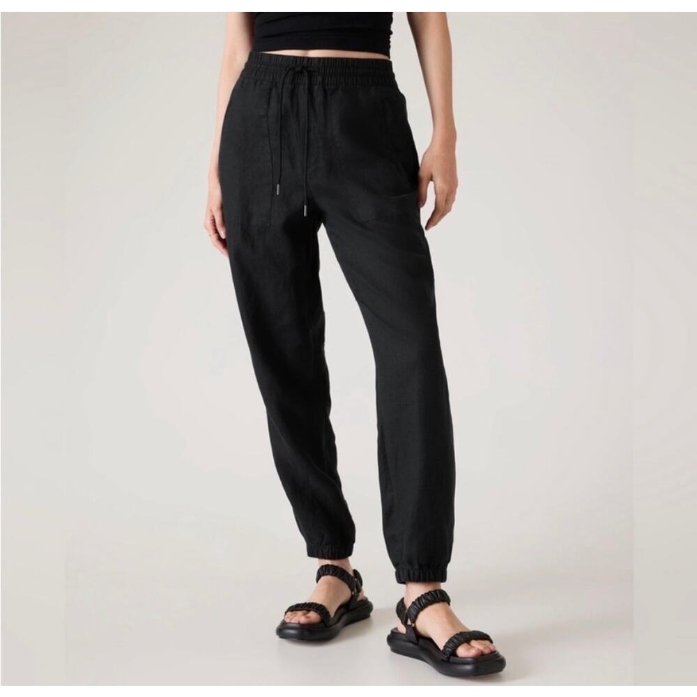 NWT Retreat Athleta Linen Joggers- Size M Lightweight Resort Athleisure